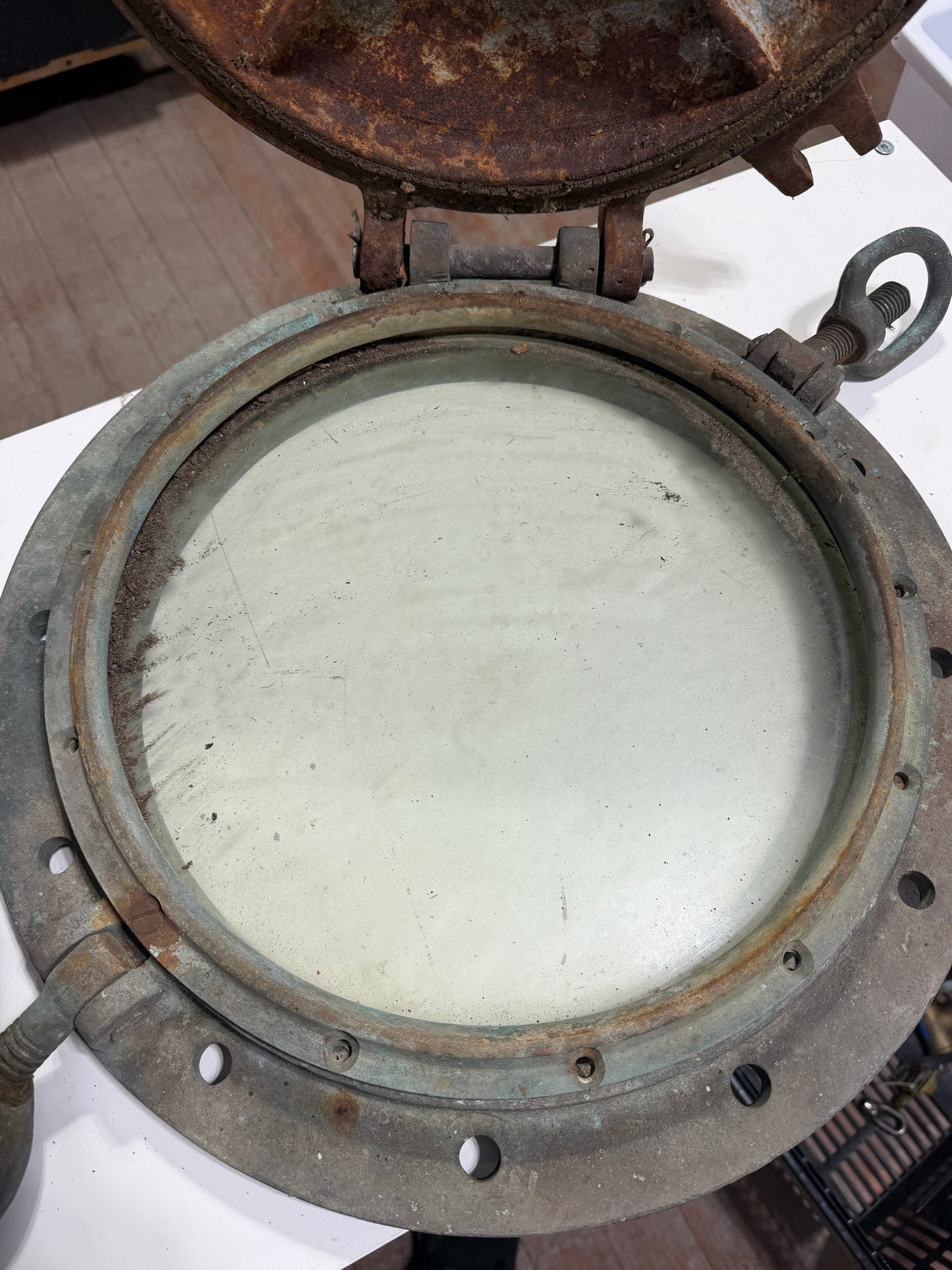 Vintage 12 1/2" Diameter Galvanized / Bronze Portlight / Port Light / Porthole