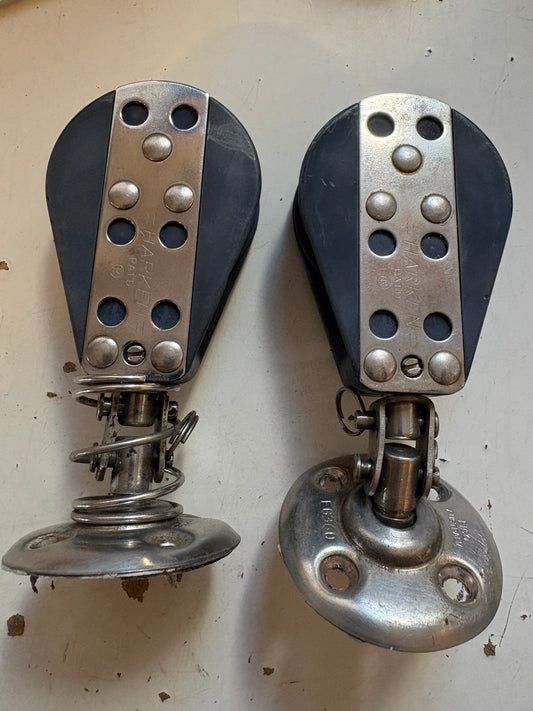 Pair Harken Spring Loaded Standing Block 2" Sheave and 3/8" Line