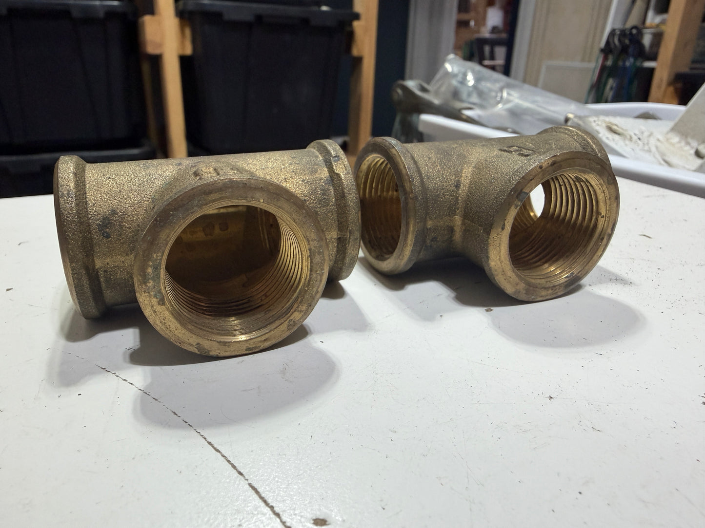 PAIR 1" Brass T Fittings