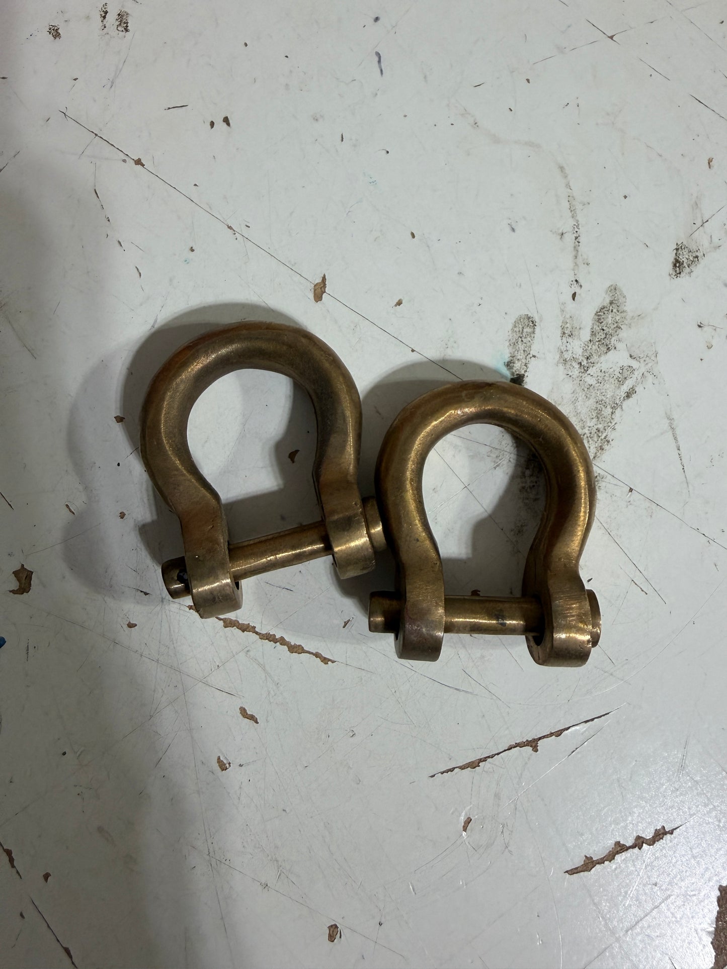 PAIR 1/4" Bronze Bow Shackles - No Cotter Pins