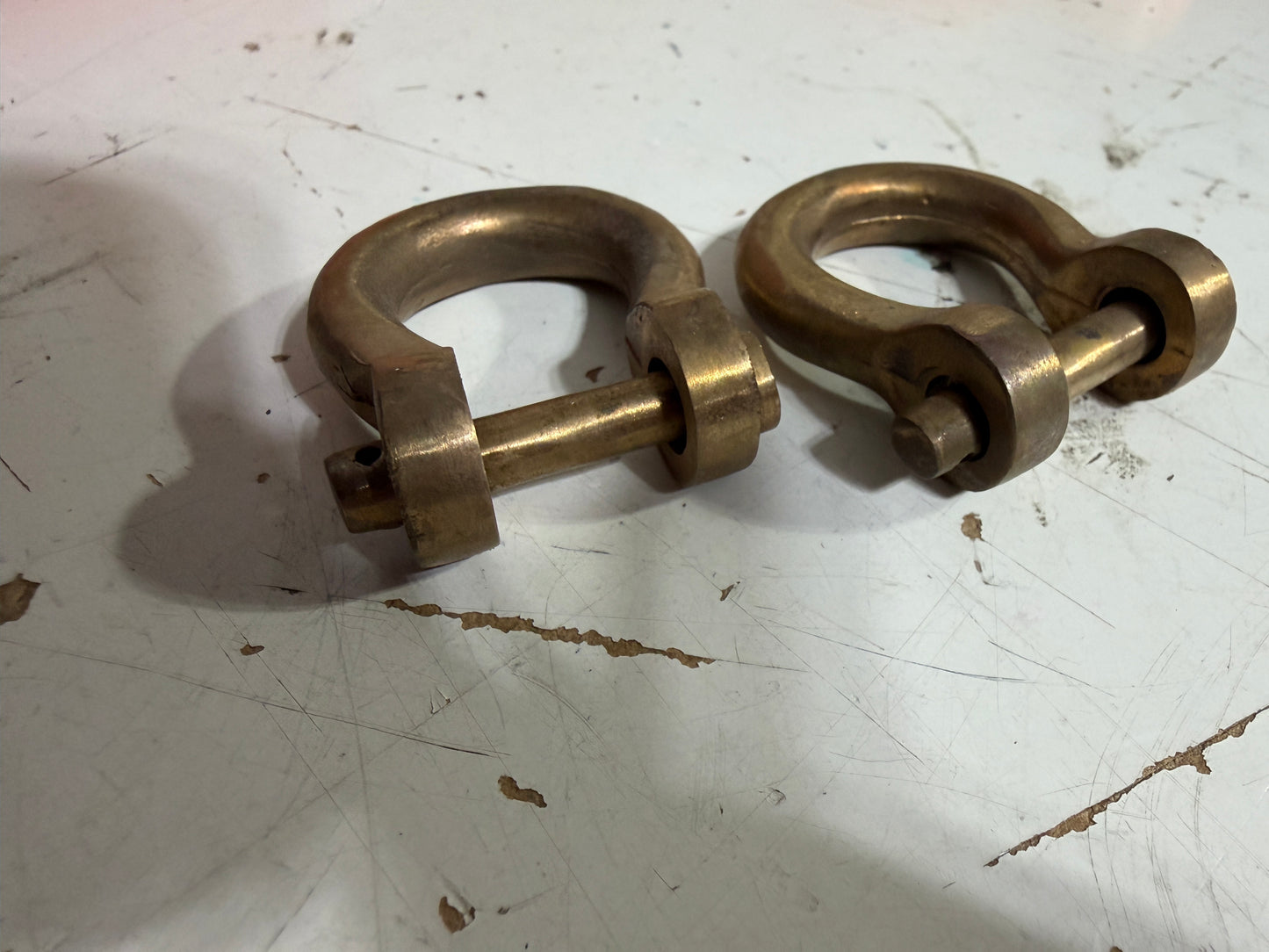 PAIR 1/4" Bronze Bow Shackles - No Cotter Pins