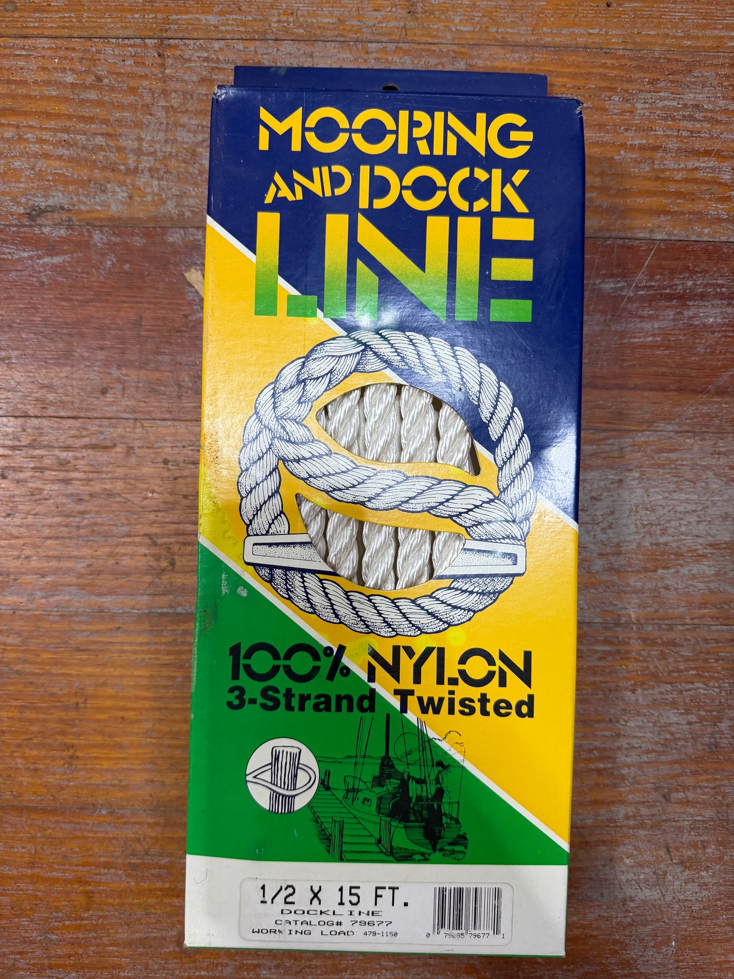 1/2" x 15' Nylon 3 Strand Twisted Mooring and Docking Line - NEW