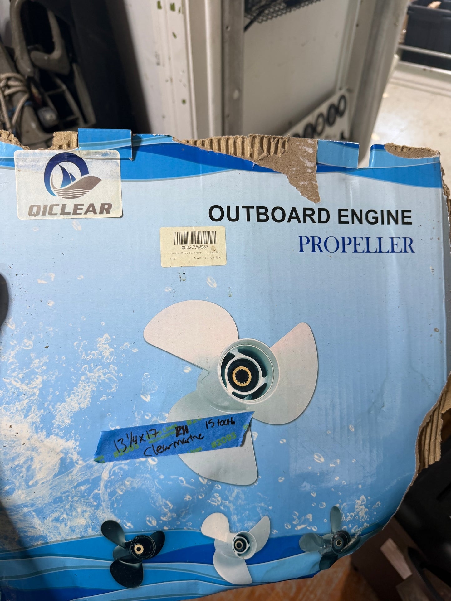 QICLEAR Outboard Engine Propeller - 13 1/4 x 17 RH 15 Tooth