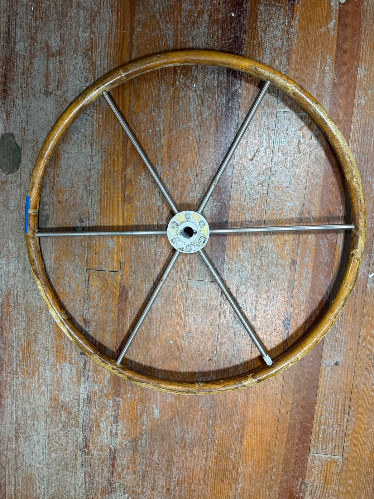 30" Teak and Stainless Wheel - 1" Straight Shaft