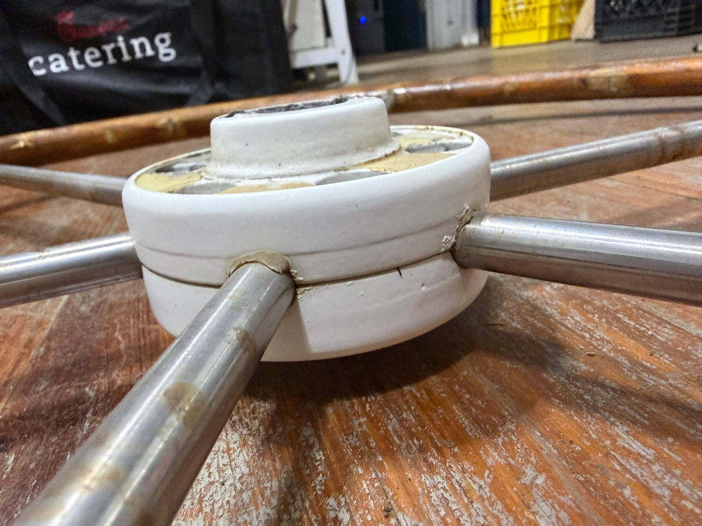 30" Teak and Stainless Wheel - 1" Straight Shaft