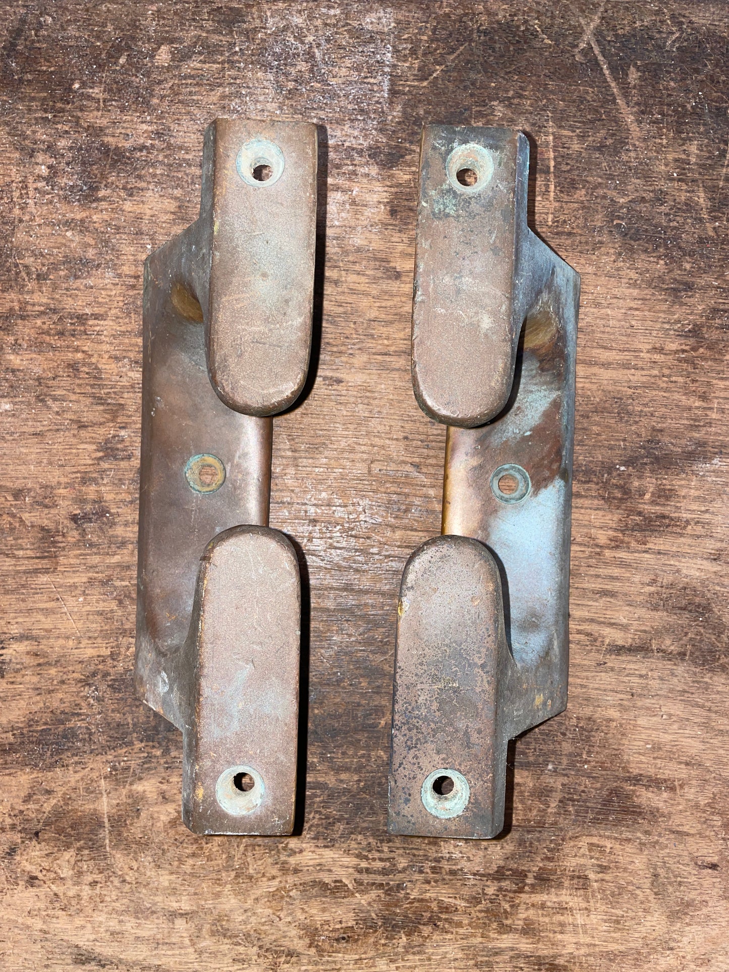 PAIR Vintage Bronze Angled Recess 7 1/2” Rail Cleats