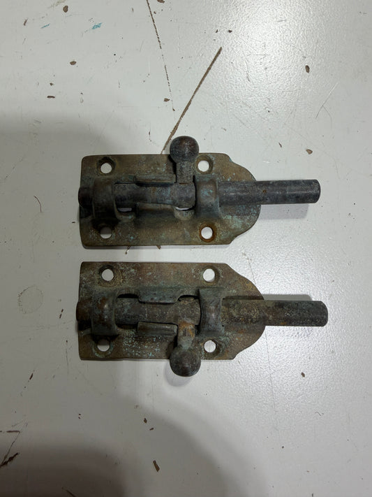 PAIR Small Bronze Barrel Bolts