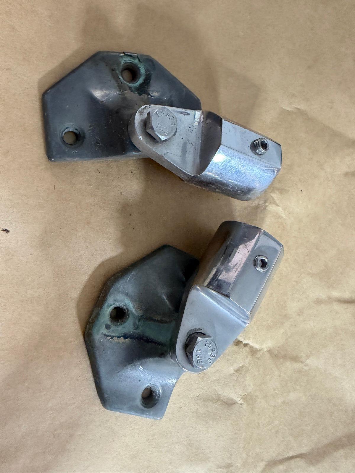 PAIR 1" Stainless External Eye Ends WITH Bronze Mounting Bases