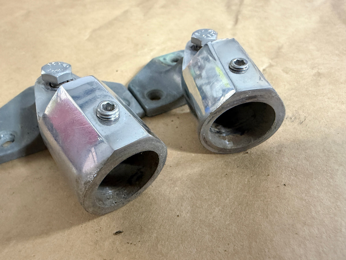 PAIR 1" Stainless External Eye Ends WITH Bronze Mounting Bases