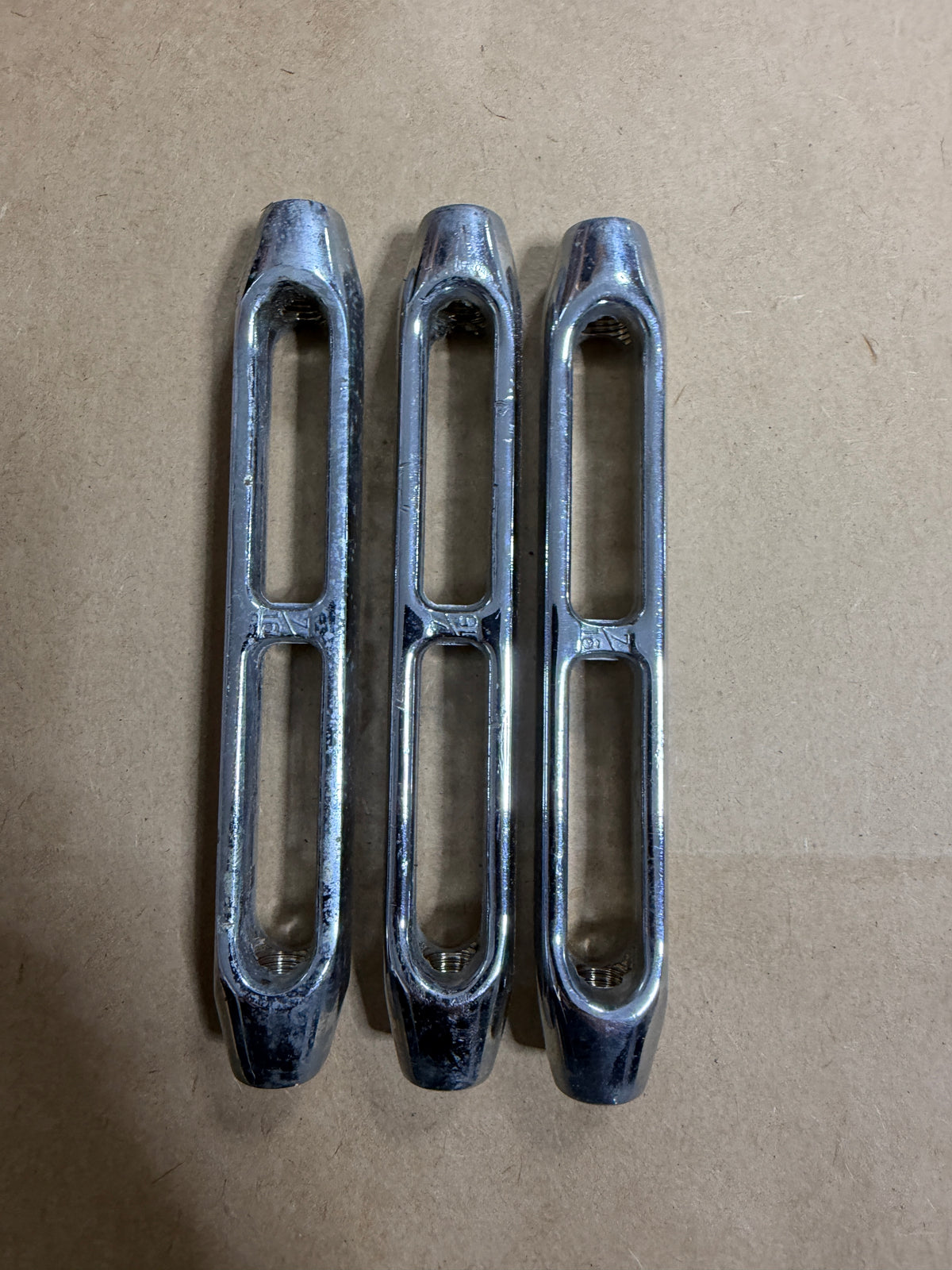 Lot of 3 Chromed 7/16" Open Body Turnbuckle - 6 1/4" Length