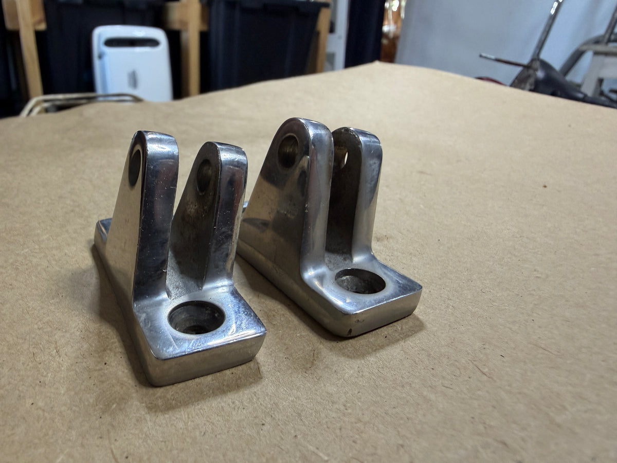 PAIR Angled Bimini Deck Hinges - 1/4" Pin Diameter x 1/4" Inside Width