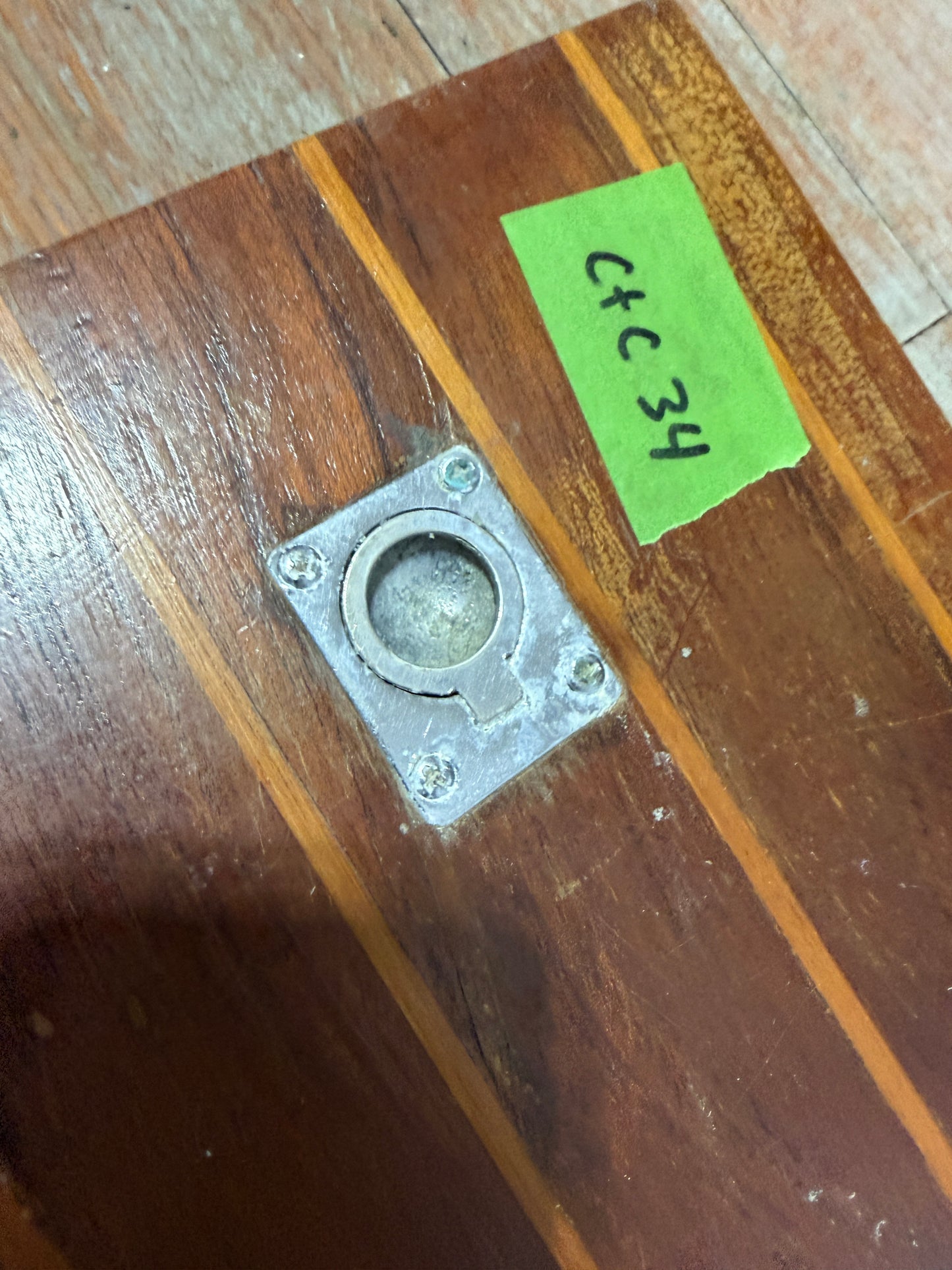 29" Long x 7 3/4" Wide x 3/4" Thickness Teak & Holly Floor Hatch - C&C 34 -- #312
