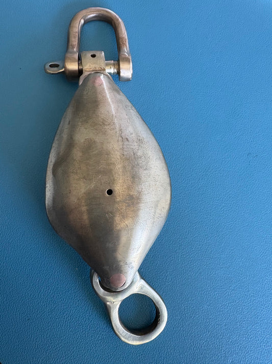 Bronze Single Block 1/2" line with D Shackle and Beckett - Herreshoff