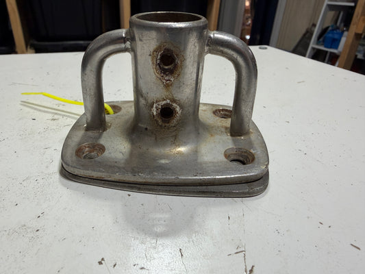 Stainless Stanchion Base With Backing Plate - 1" Tube