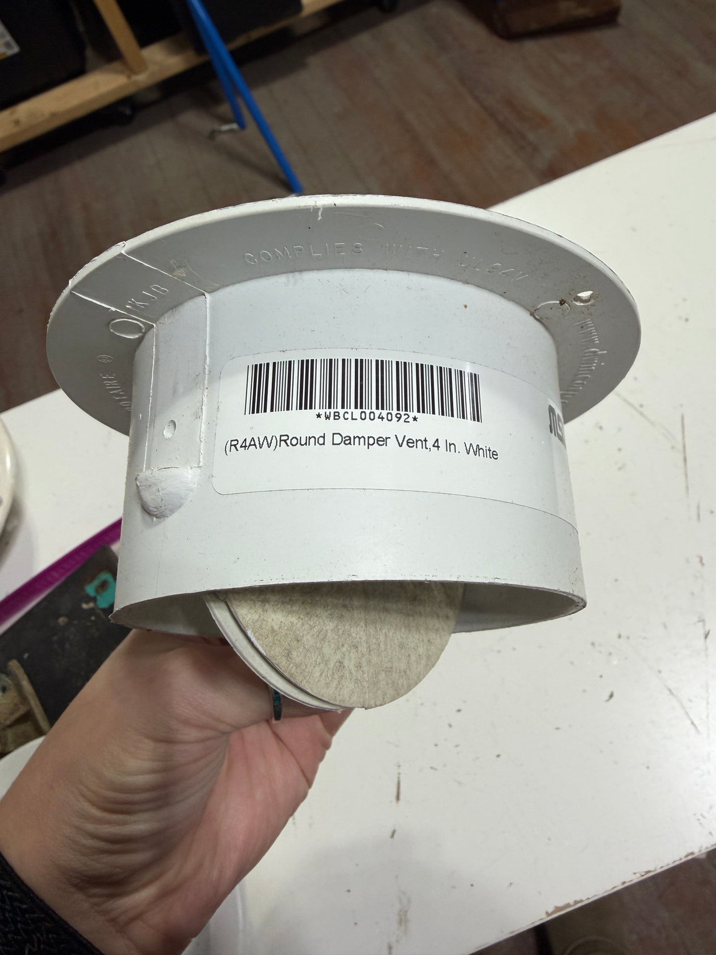 PAIR 4" White Plastic Damper Vents  - 5 1/2" Total Diameter