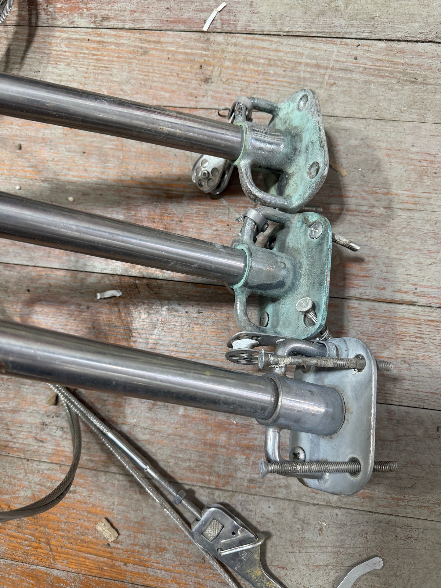 Set OF 3 - 25.5" Tall Stanchions With Lifeline - OFF C&C 34
