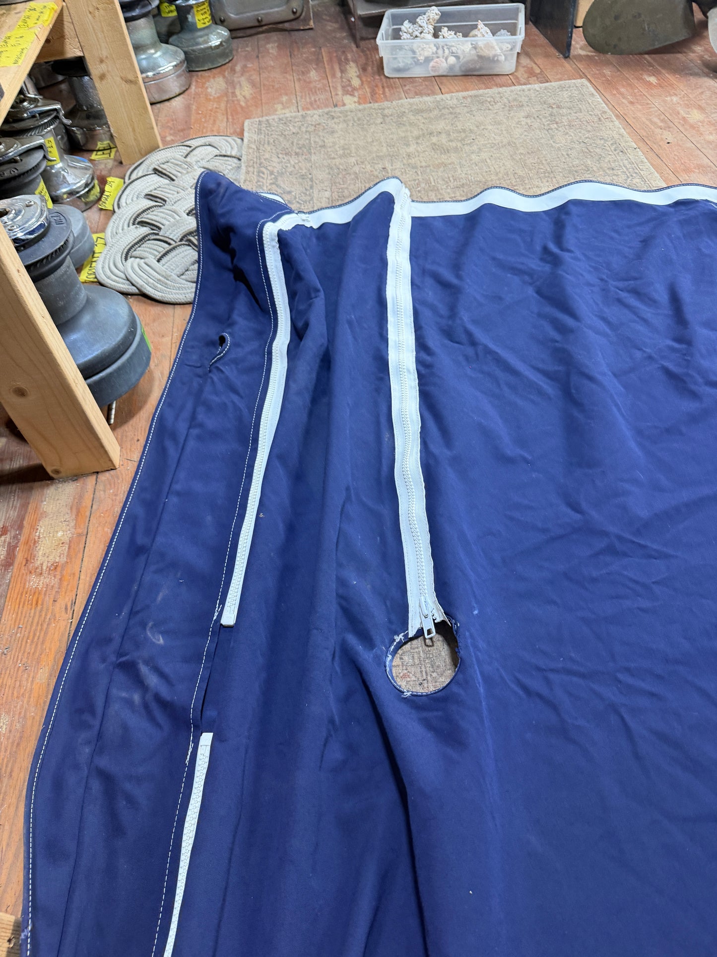 2 Bow Bimini Cover Navy Canvas - 7' Wide x 70" Long