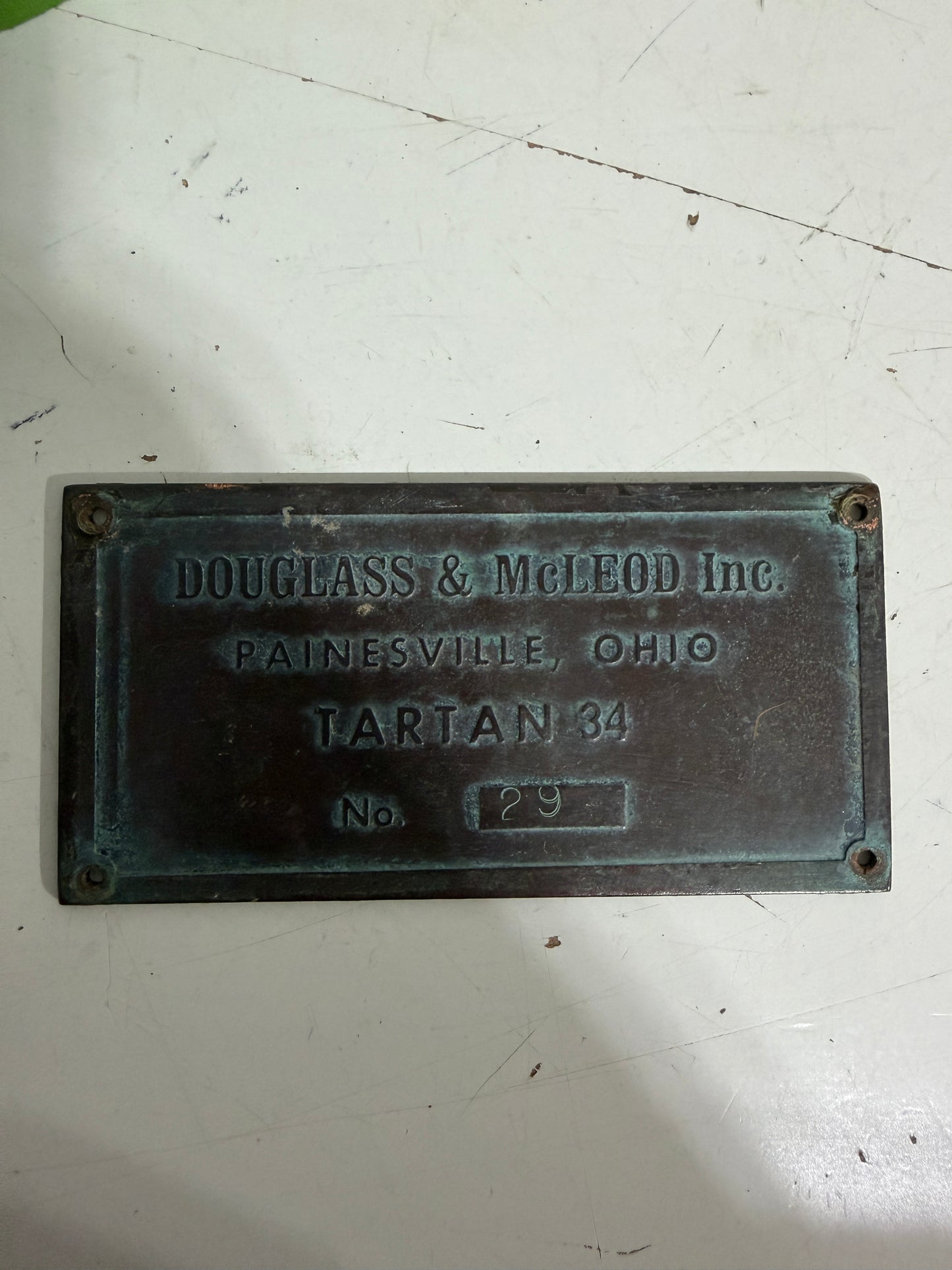 Bronze Tartan 34 Builders Plate - HULL NUMBER 29
