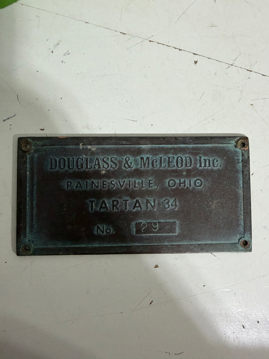 Bronze Tartan 34 Builders Plate - HULL NUMBER 29