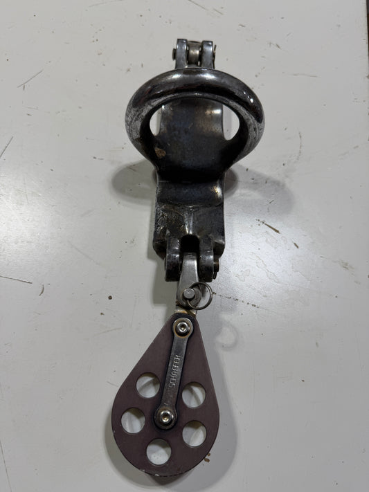 Chromed 1 1/4" Spinnaker Ring Track Car - 2" Eye - Schaefer Block - C&C 40