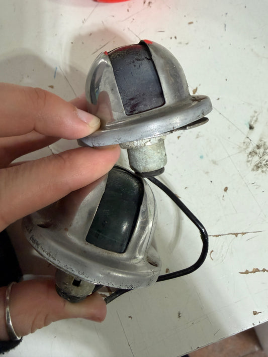 PAIR Vintage Glass Lens Navigation Lights
