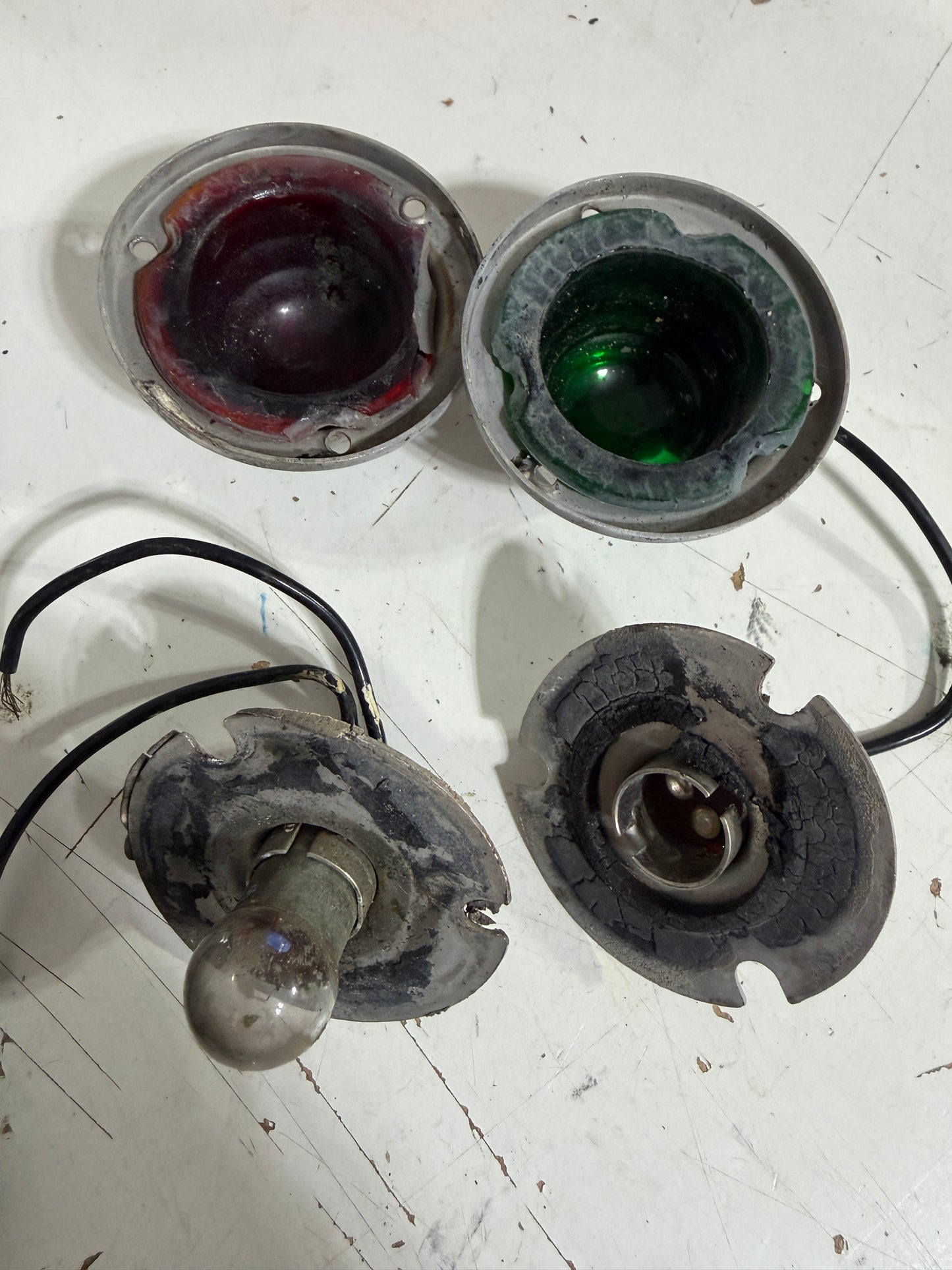PAIR Vintage Glass Lens Navigation Lights