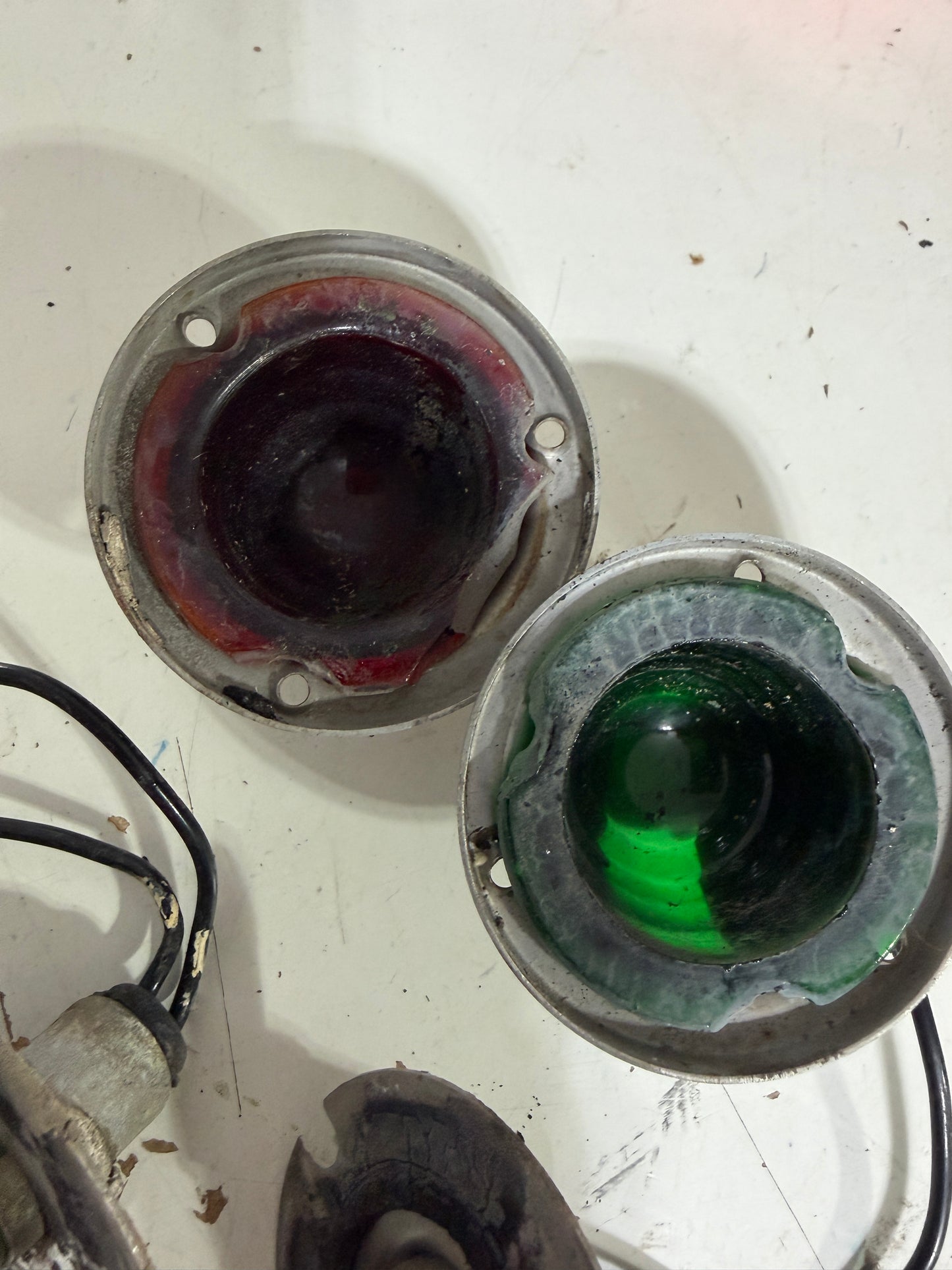 PAIR Vintage Glass Lens Navigation Lights