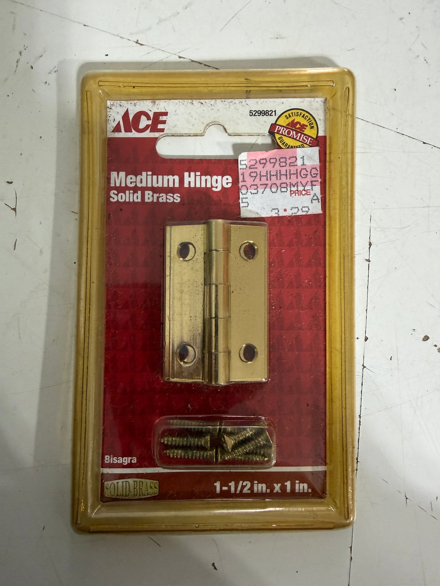ACE 1 1/2" x 1" Brass Hinge - NEW
