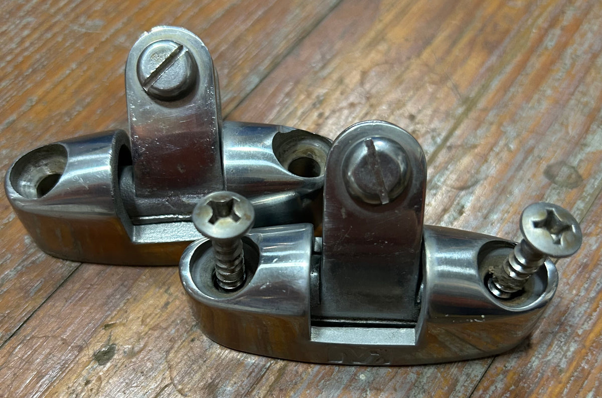 PAIR Stainless Steel Swivel Bimini Deck Hinge - 9/16" slide