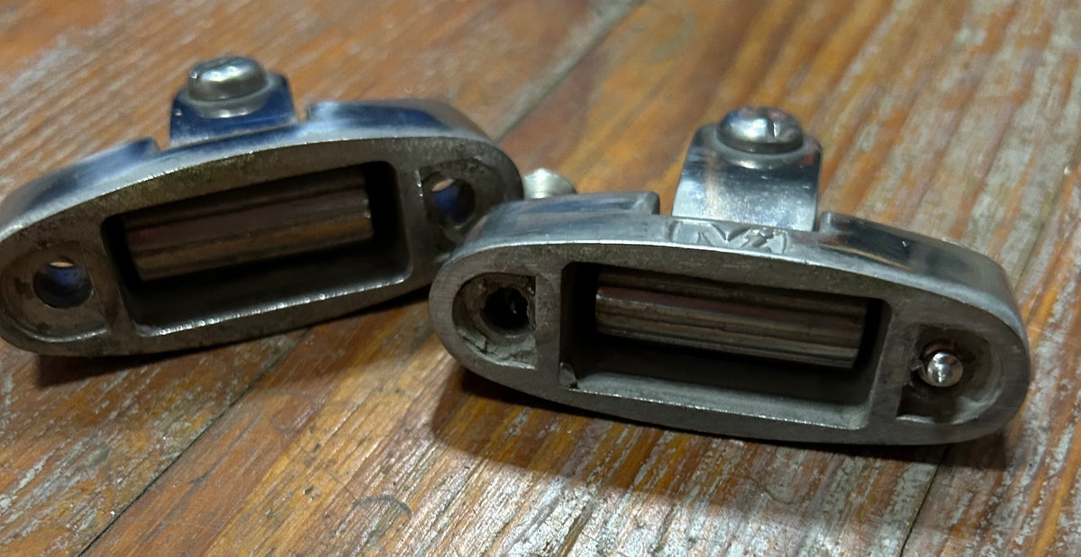 PAIR Stainless Steel Swivel Bimini Deck Hinge - 9/16" slide