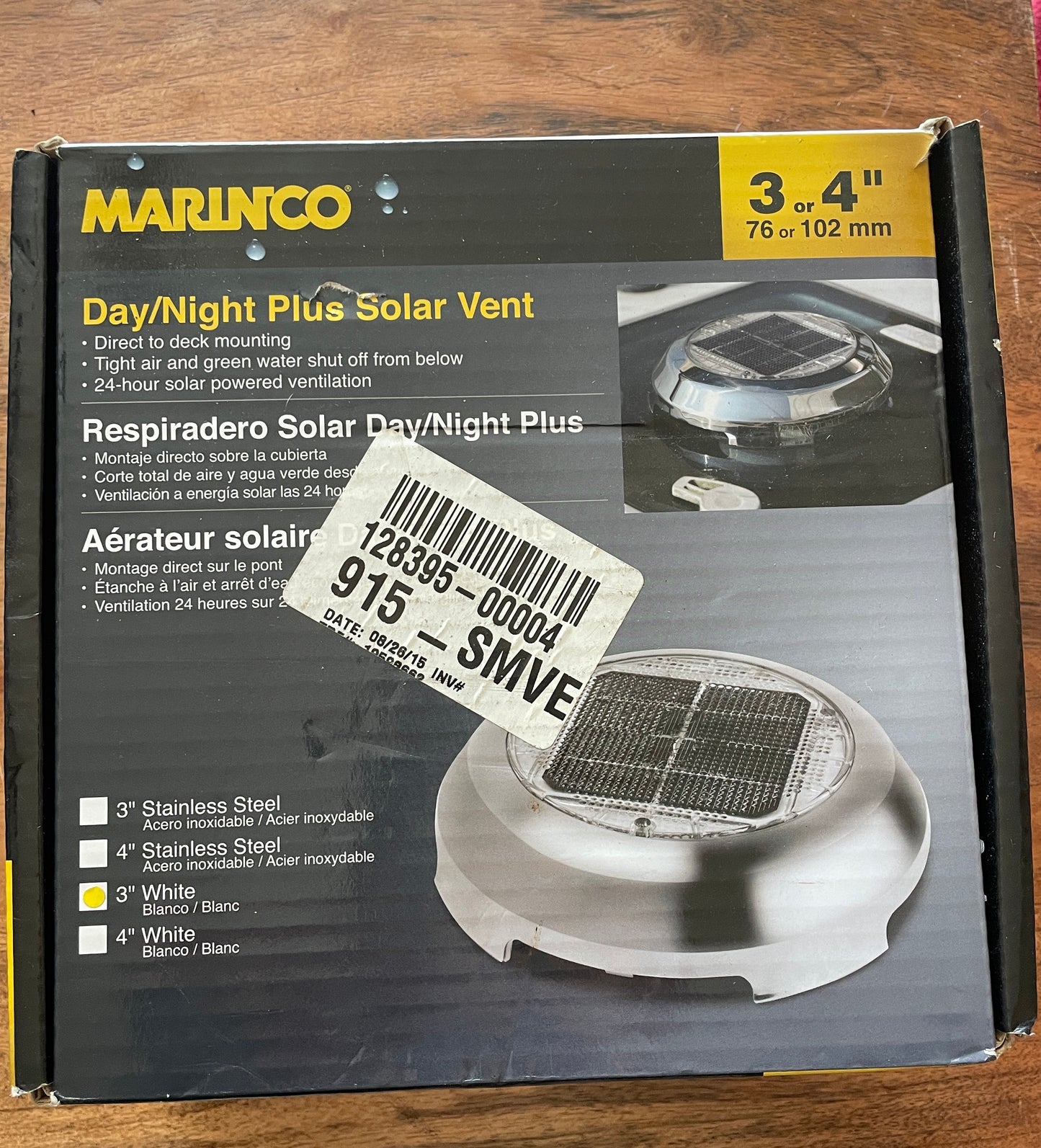 Marinco Day/Night Plus Solar Vent 3” White NEW