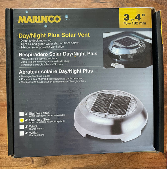 Marino Day/Night Plus Solar Vent 4” Stainless Steel - NEW