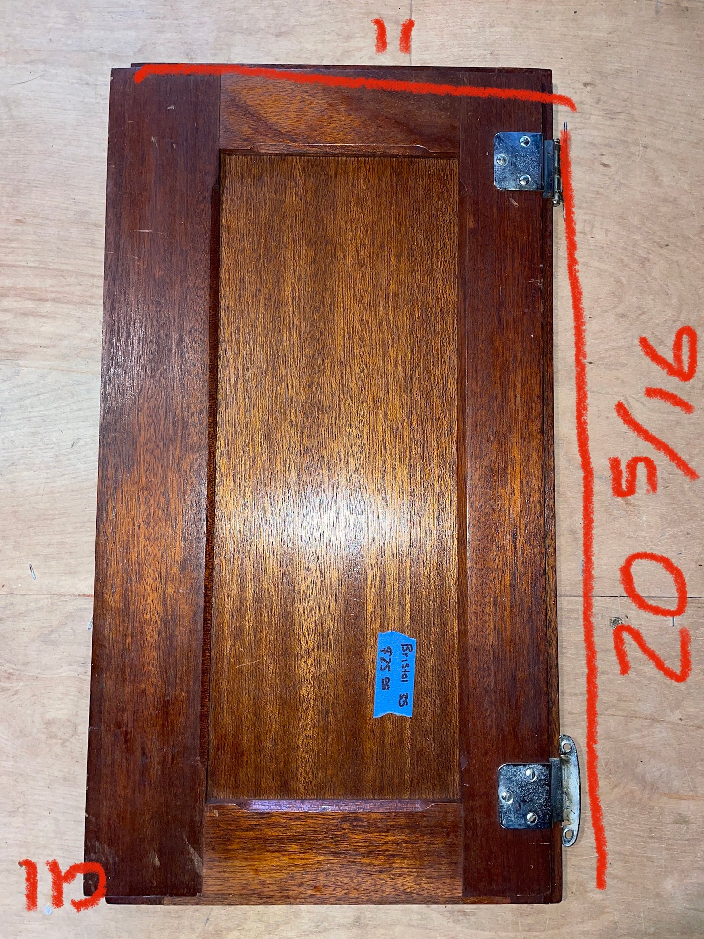 Bristol 35 Teak Interior Door- ID 20 5/16”L x 11”W