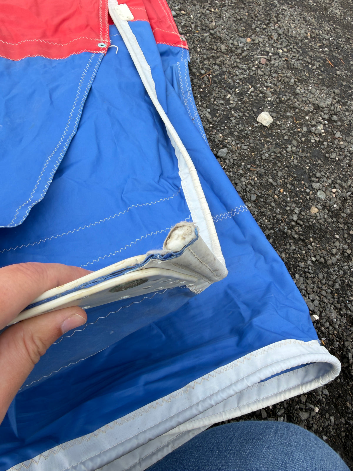 Hobiecat Headsail - 19'10" x 20'5" x 7'9" - 3/8" Braided Slide on Foot and 19'10" Side