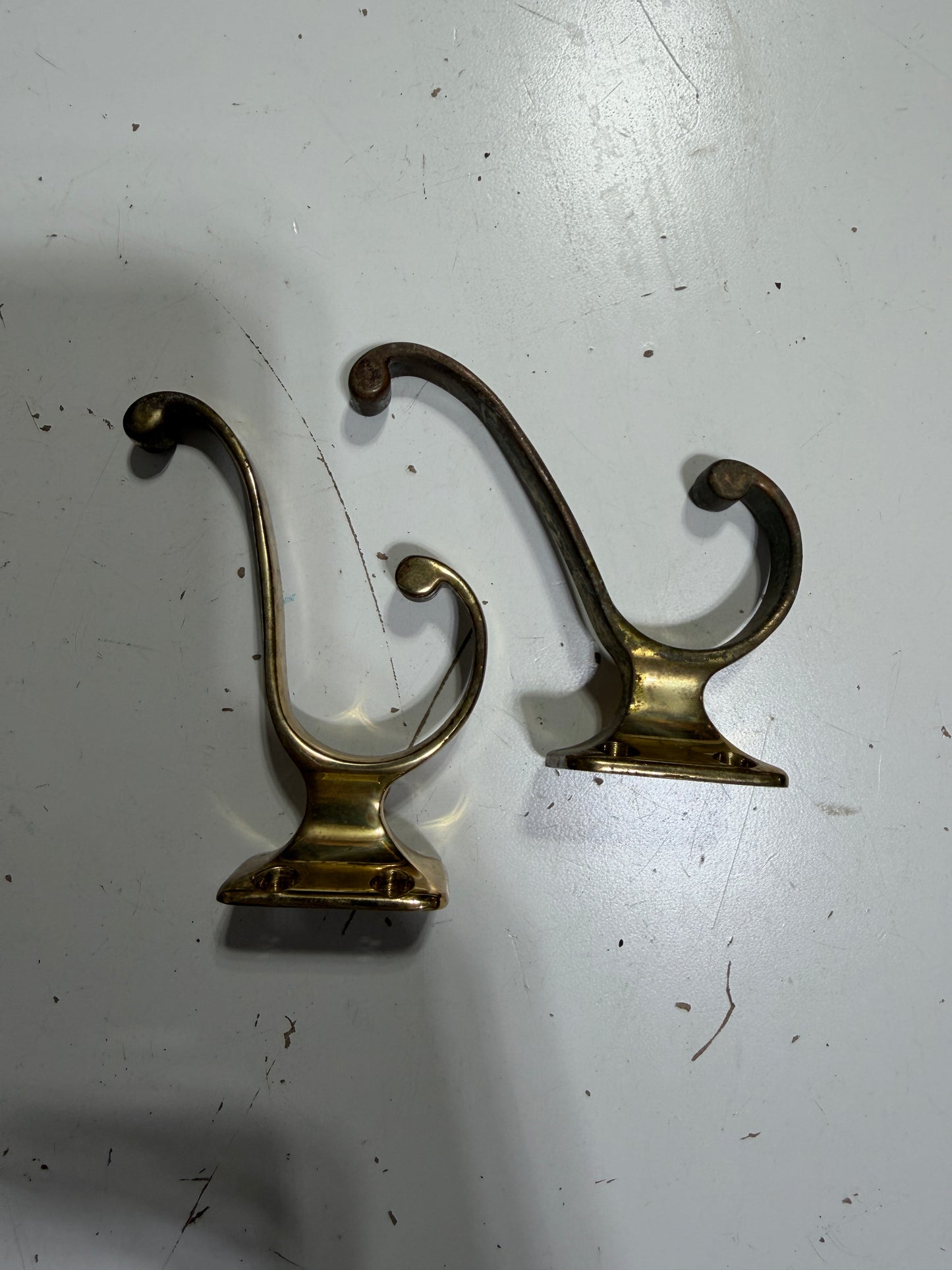 PAIR Brass Hooks
