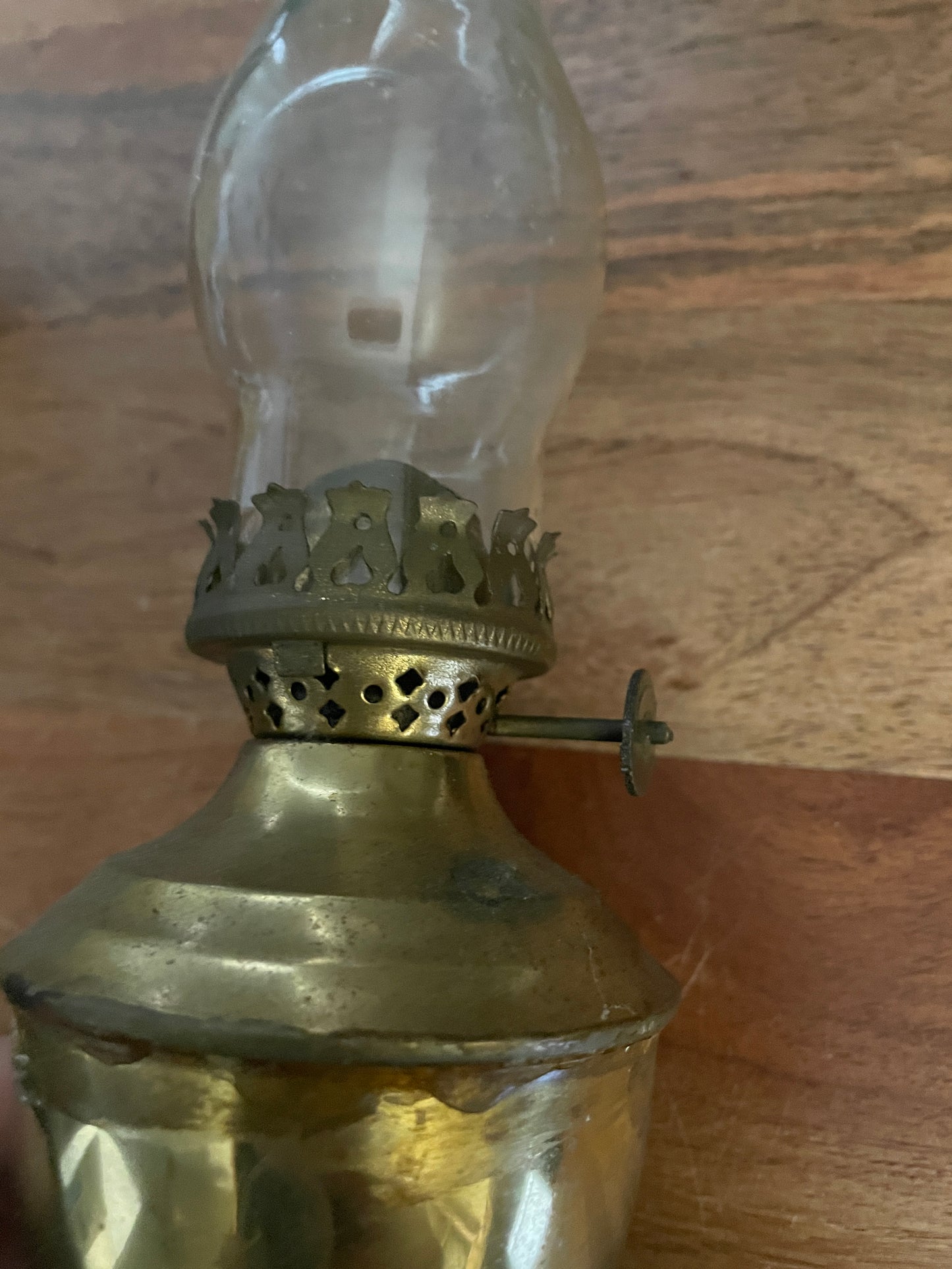 Vintage Brass Oil Lamp With Gimball & Deflector