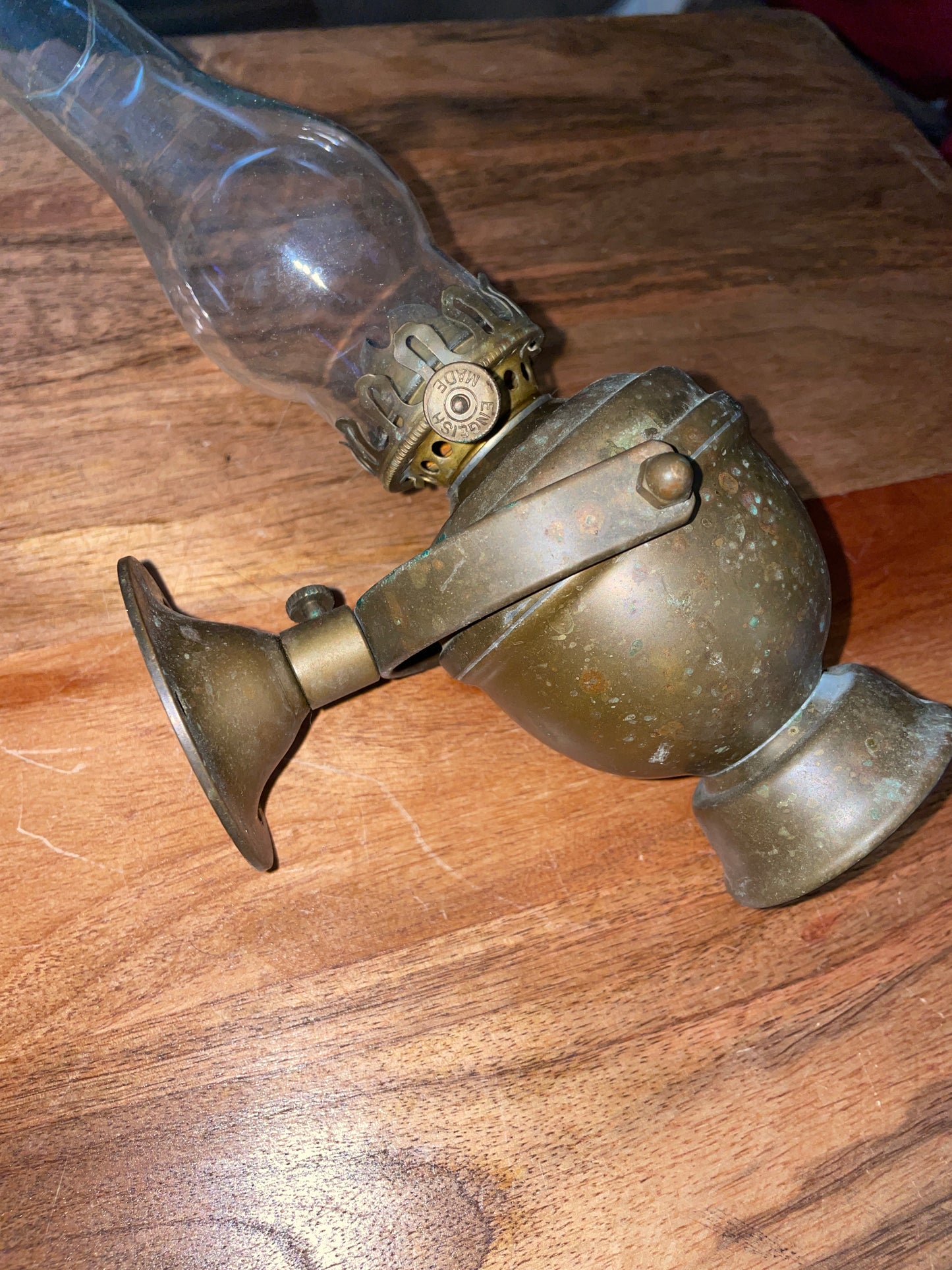 Vintage Brass Oil Lamp With Gimball