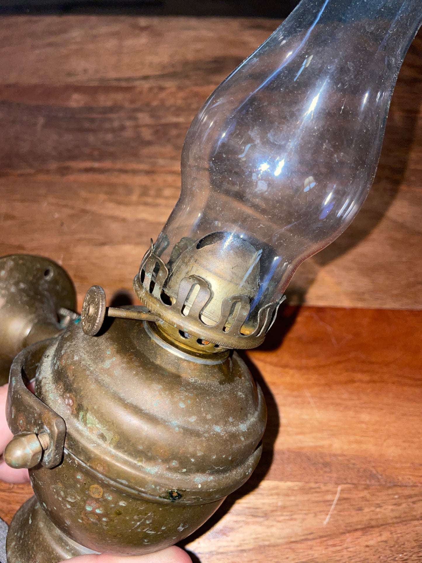 Vintage Brass Oil Lamp With Gimball