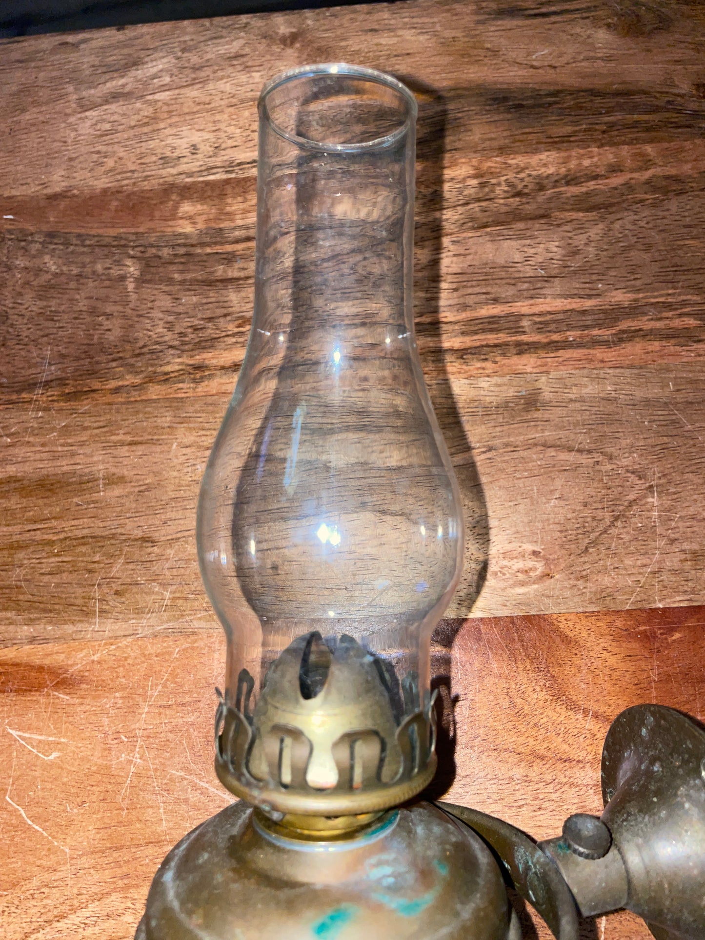 Vintage Brass Oil Lamp With Gimball