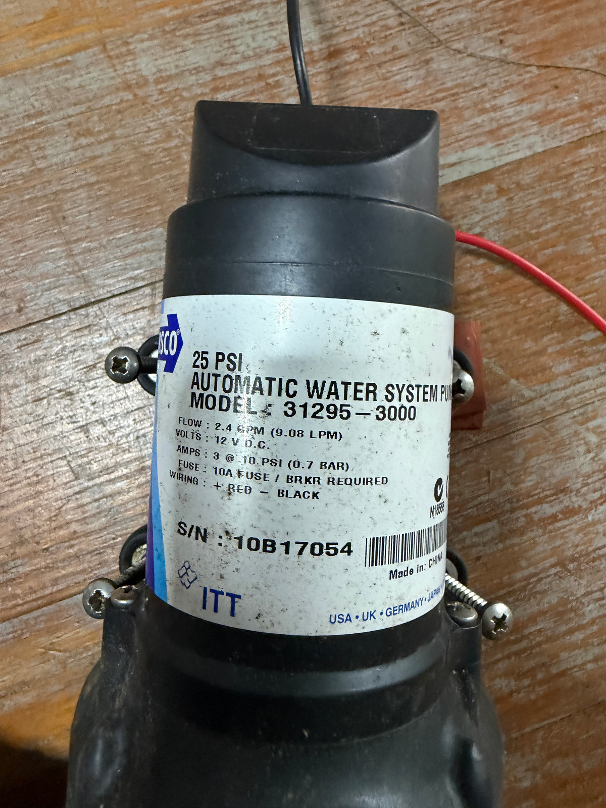 JABSCO 25PSI Automatic Water System Pump MODEL 31295-3000