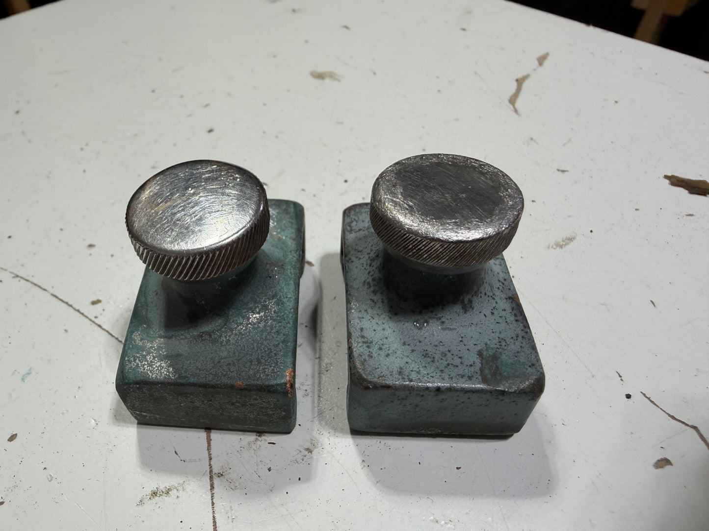PAIR Vintage 1 1/4" Bronze Pull Top Adjustable Track Ends