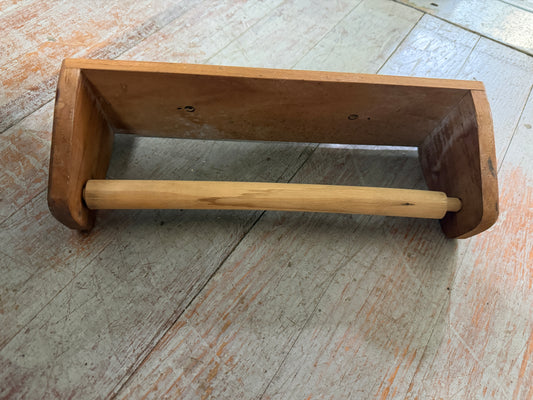 Teak Paper Towel Holder - Rod Slightly Bowed - 13" Long x 4 1/2" Depth