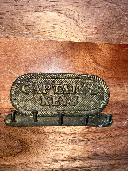 Vintage Brass 5 Hook Captains Keys