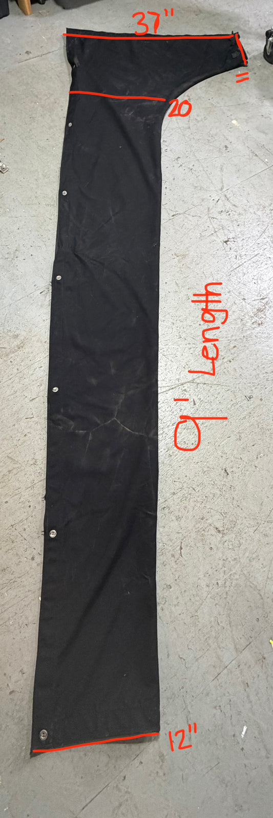 9' Length Black Canvas Main Sail Cover