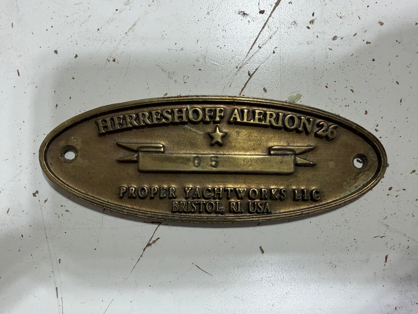 Original Herreshoff Alerion 26 Hull #05 Builders Plate