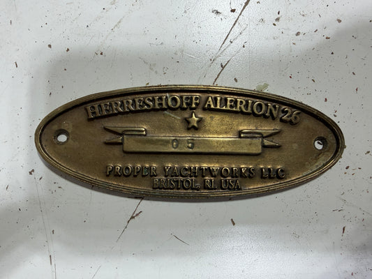 Original Herreshoff Alerion 26 Hull #05 Builders Plate