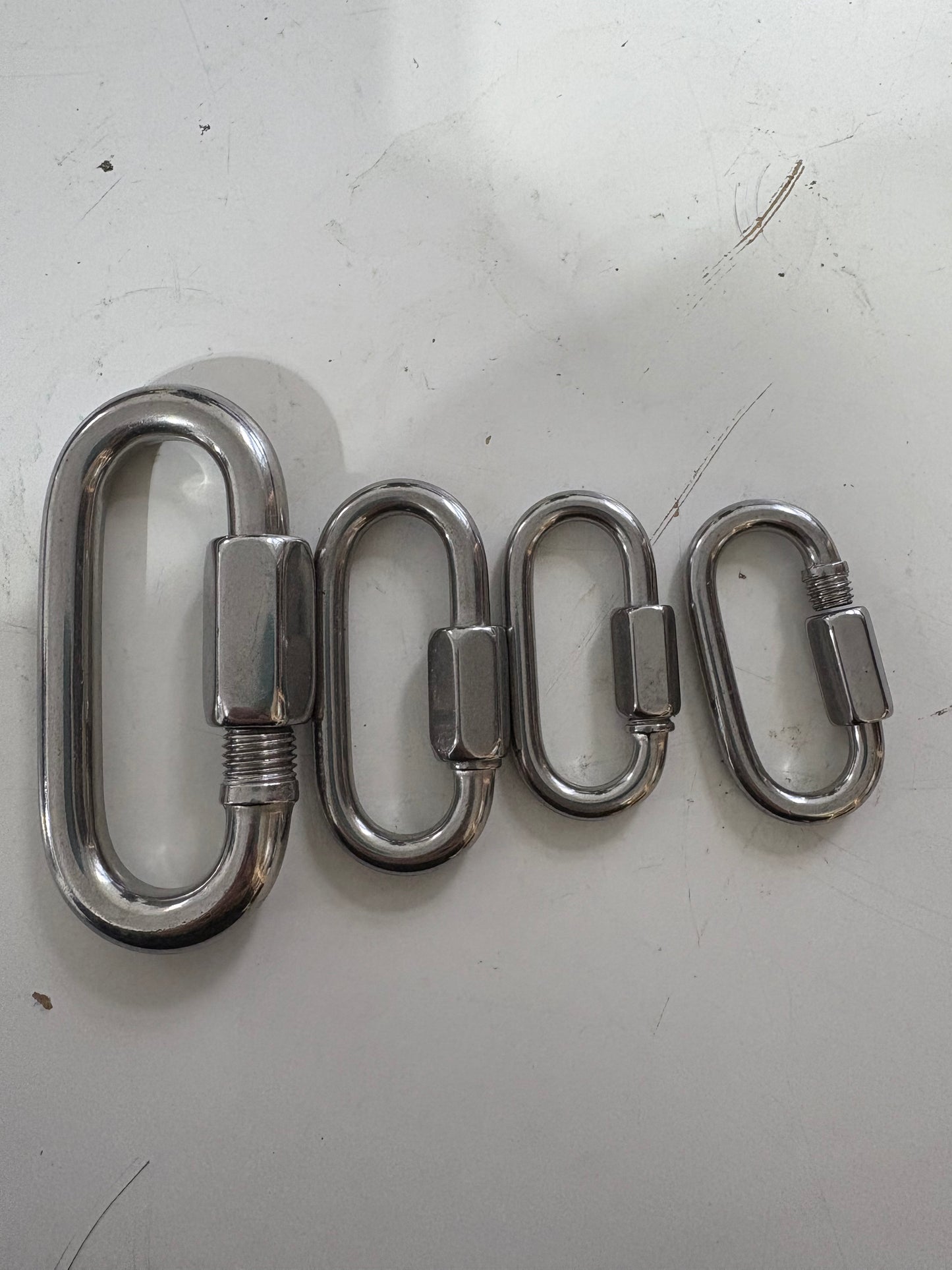 LOT OF 4 Stainless Steel Twist Carabiners