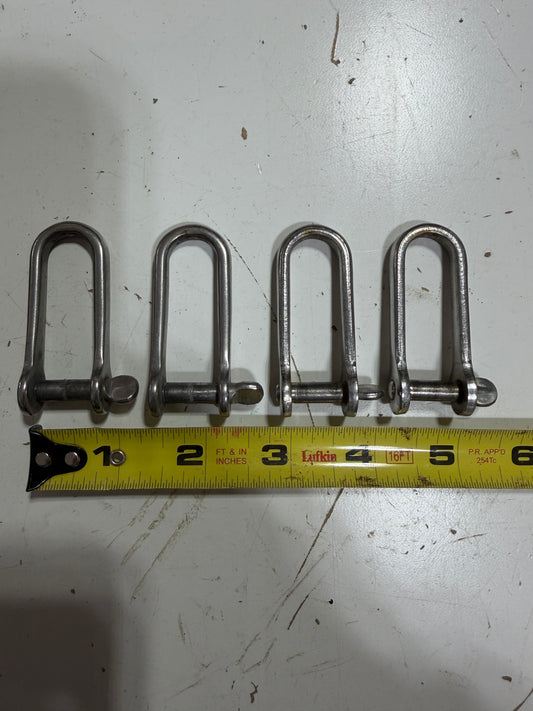 LOT OF 4 - 1/4" Pin - Elongated Stainless Shackles