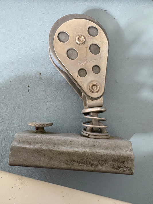 Large Garhauer Spring Block with 1 1/4" Track Car - 2 1/4" Sheave - 6" Total Height
