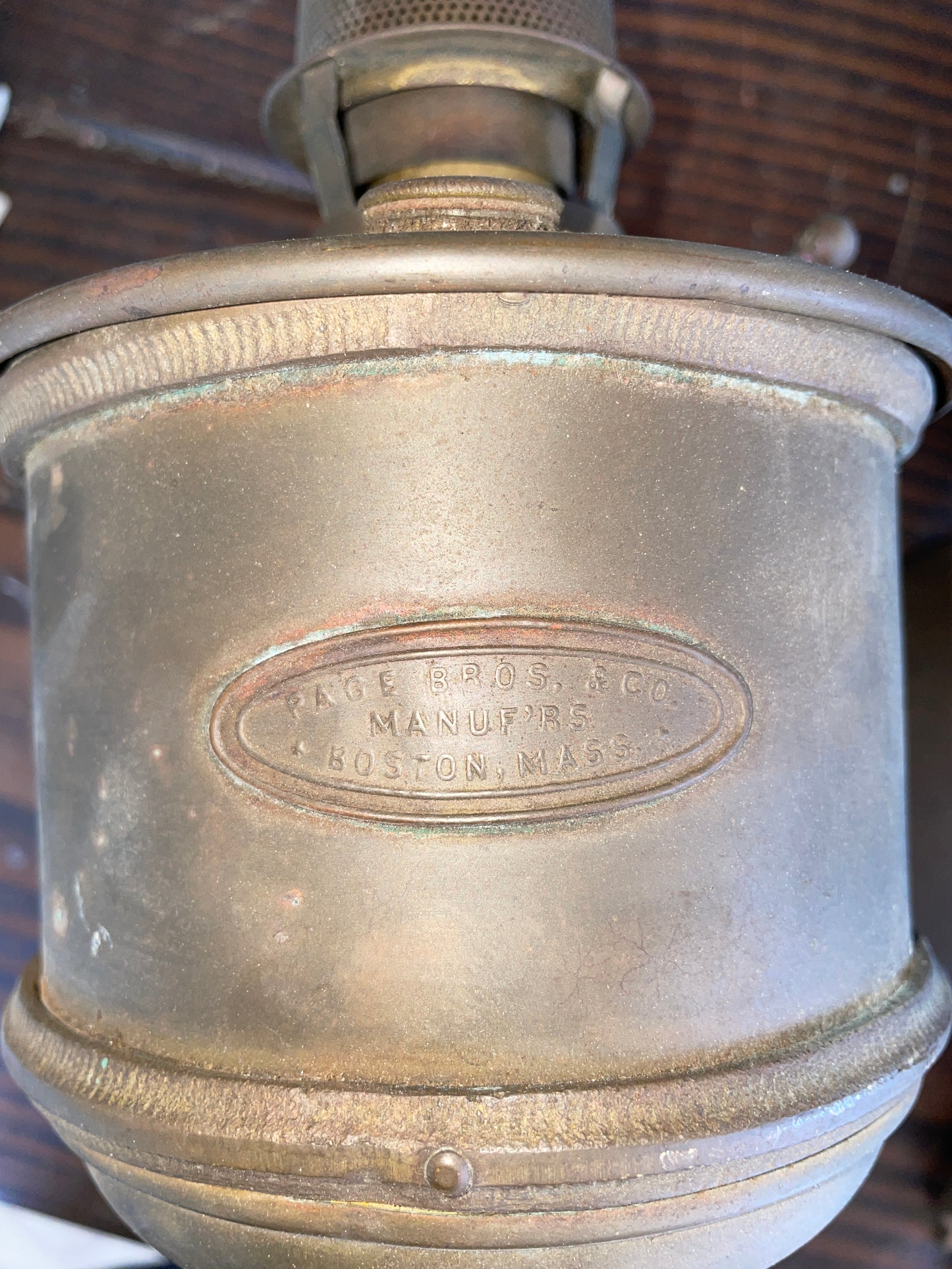 Vintage Brass Page Bros & Co. Oil Lamp